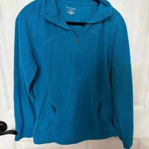 Tek Gear Long Sleeve Teal Fleece Lined Half Zip Pullover Jacket Size Large